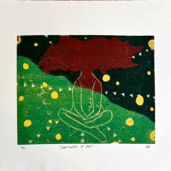 Abstract Green and Red Art Print - Picture 1 of 1